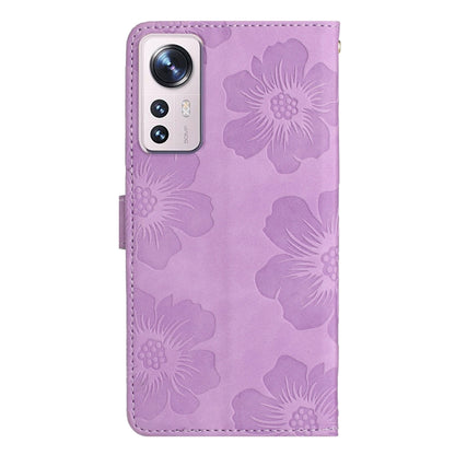 For Xiaomi 12 Pro Flower Embossing Pattern Leather Phone Case(Purple) - 12 Pro Cases by buy2fix | Online Shopping UK | buy2fix