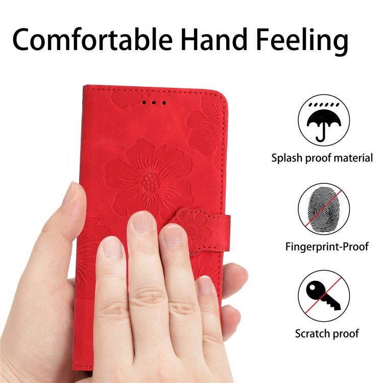 For Xiaomi Redmi 9C Flower Embossing Pattern Leather Phone Case(Red) - Xiaomi Cases by buy2fix | Online Shopping UK | buy2fix