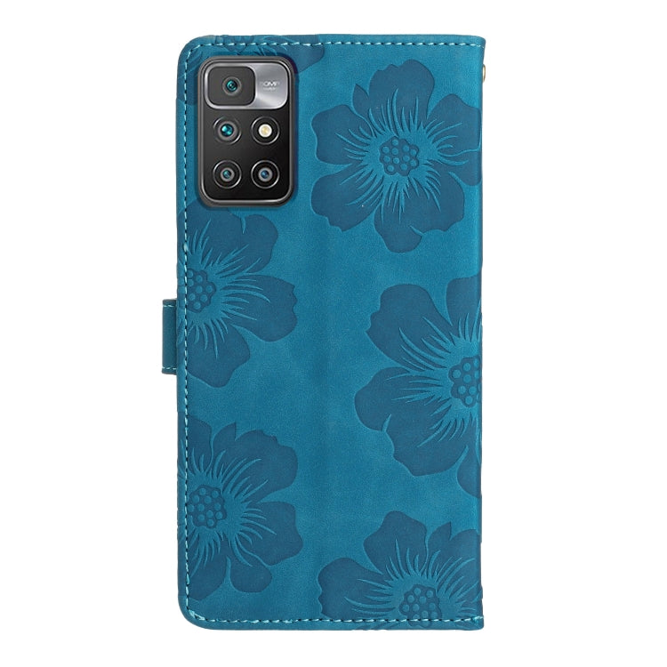 For Xiaomi Redmi 10 2022 Flower Embossing Pattern Leather Phone Case(Blue) - Xiaomi Cases by buy2fix | Online Shopping UK | buy2fix