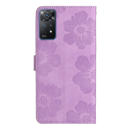 For Xiaomi Redmi Note 11 Pro 5G Global Flower Embossing Pattern Leather Phone Case(Purple) - Redmi Note 11 Pro Case by buy2fix | Online Shopping UK | buy2fix