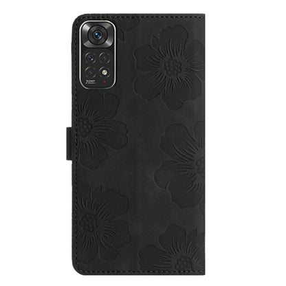 For Xiaomi Redmi Note 11 4G Global / Note 11S Flower Embossing Pattern Leather Phone Case(Black) - Xiaomi Cases by buy2fix | Online Shopping UK | buy2fix