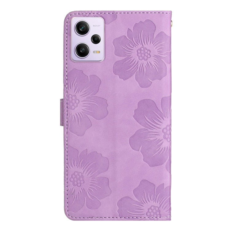 For Xiaomi Redmi Note 12 Pro 5G Flower Embossing Pattern Leather Phone Case(Purple) - Note 12 Pro Cases by buy2fix | Online Shopping UK | buy2fix