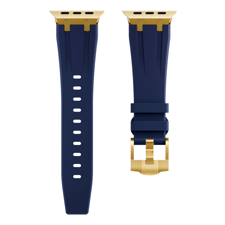 AP Silicone Watch Band For Apple Watch 8 45mm(Gold Blue) - Watch Bands by buy2fix | Online Shopping UK | buy2fix
