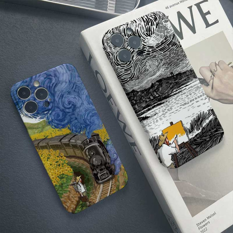 For iPhone XR Precise Hole Oil Painting Pattern PC Phone Case(Evening Breeze) - More iPhone Cases by buy2fix | Online Shopping UK | buy2fix