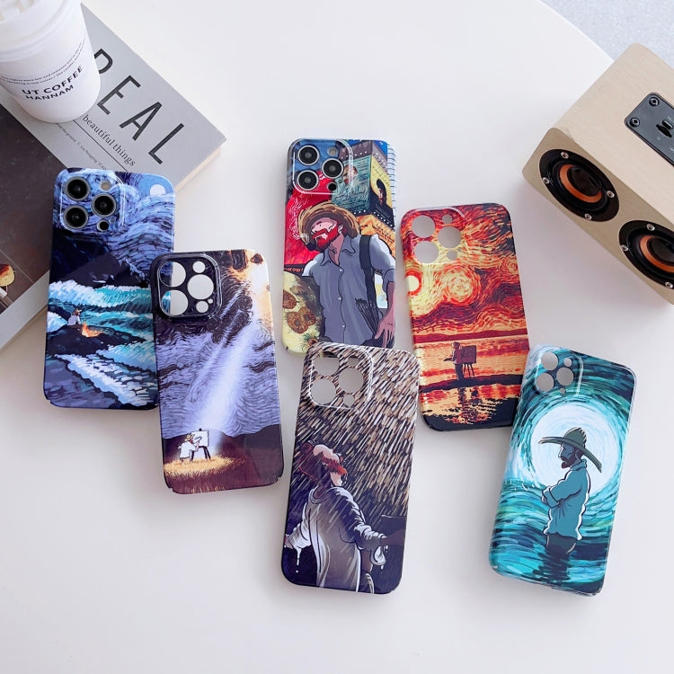 For iPhone XR Precise Hole Oil Painting Pattern PC Phone Case(Sea Wave) - More iPhone Cases by buy2fix | Online Shopping UK | buy2fix