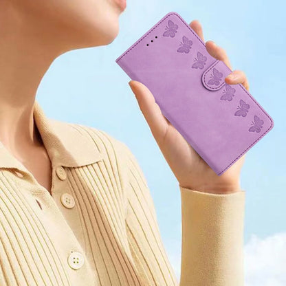 For Xiaomi Redmi Note 11 Pro 5G Global Seven Butterflies Embossed Leather Phone Case(Purple) - Redmi Note 11 Pro Case by buy2fix | Online Shopping UK | buy2fix