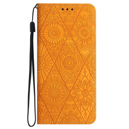 For Samsung Galaxy S22 Ultra 5G Ethnic Embossed Adsorption Leather Phone Case(Yellow) - Galaxy S22 Ultra 5G Cases by buy2fix | Online Shopping UK | buy2fix