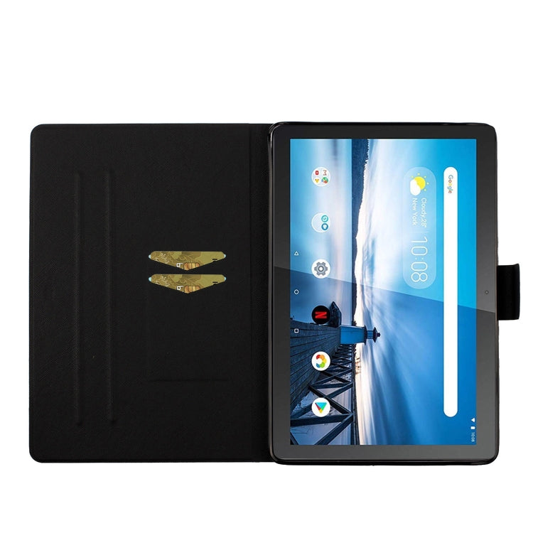 For Lenovo Tab M10 X605F X505 Colored Drawing Pattern Horizontal Flip Leather Case with Holder & Card Slots(Moonlight Cat) - Mobile Accessories by buy2fix | Online Shopping UK | buy2fix