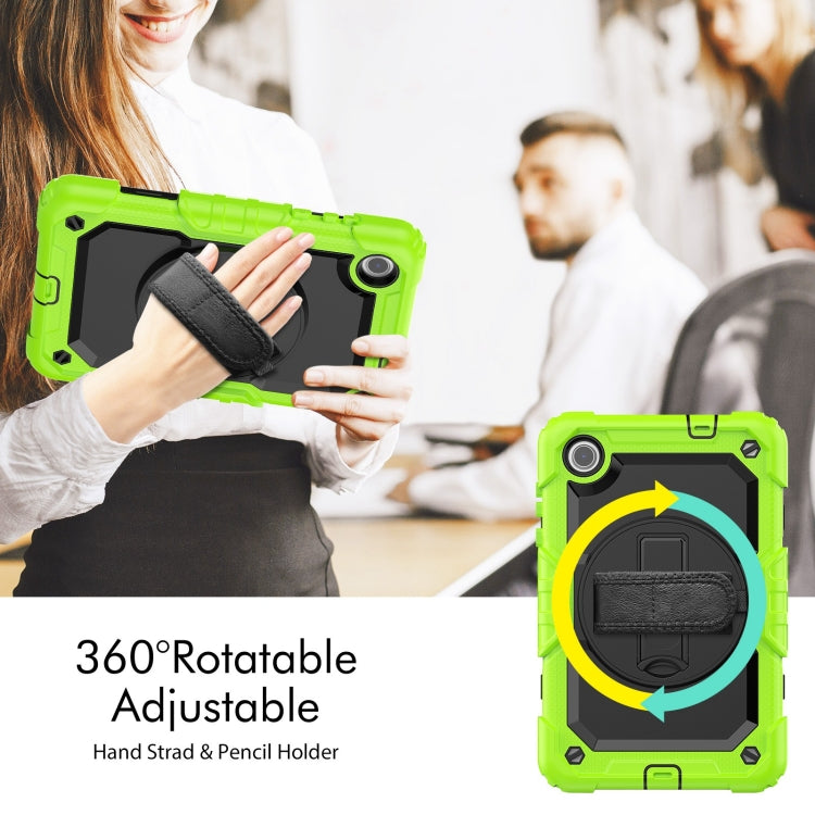 For Lenovo Tab M8 4th Gen Silicone Hybrid PC Tablet Case with Shoulder Strap(Yellow Green) - For Lenovo by buy2fix | Online Shopping UK | buy2fix