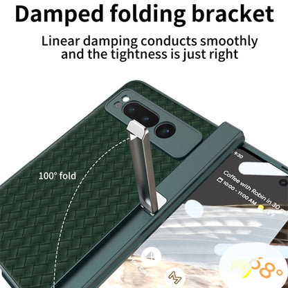 For Google Pixel Fold GKK Integrated Woven Folding Hinge Leather Phone Case with Holder(Black) - Google Cases by GKK | Online Shopping UK | buy2fix