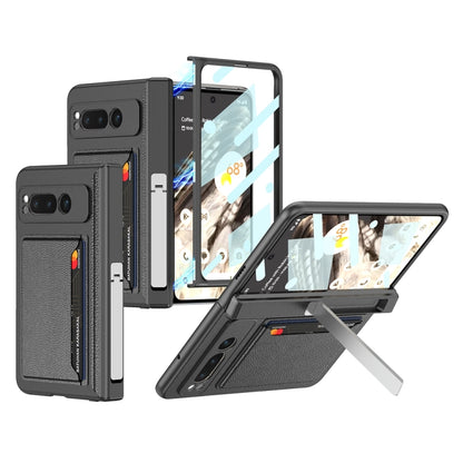 For Google Pixel Fold GKK Integrated Fold Hinge Full Coverage Phone Case with Card Bag(Black) - Google Cases by GKK | Online Shopping UK | buy2fix