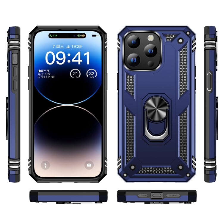 For iPhone 15 Pro Shockproof TPU + PC Phone Case with Holder(Blue) - iPhone 15 Pro Cases by buy2fix | Online Shopping UK | buy2fix