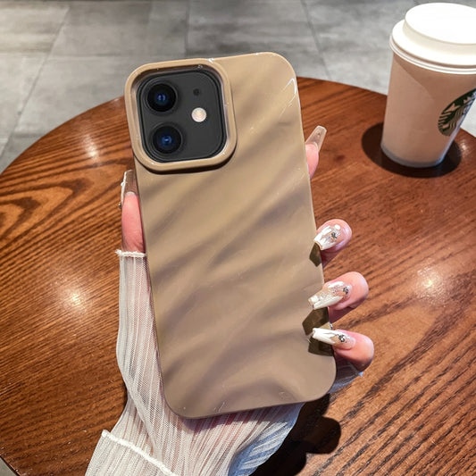 For iPhone 11 Solid Color Wave Texture TPU Phone Case(Brown) - iPhone 11 Cases by buy2fix | Online Shopping UK | buy2fix