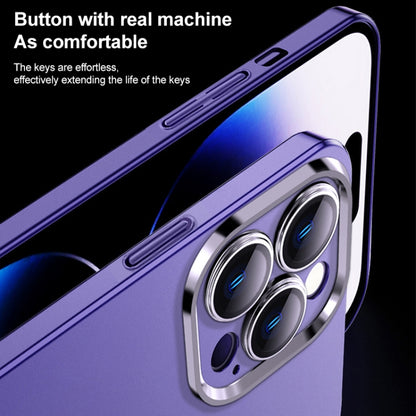 For iPhone 14 Pro Max Frosted Metal Material Phone Case with Lens Protection(Purple) - iPhone 14 Pro Max Cases by buy2fix | Online Shopping UK | buy2fix