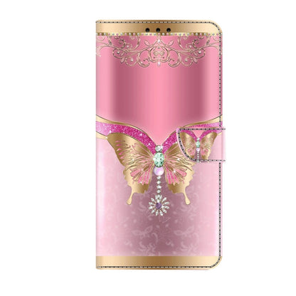 For Xiaomi Redmi 9A Crystal 3D Shockproof Protective Leather Phone Case(Pink Bottom Butterfly) - Xiaomi Cases by buy2fix | Online Shopping UK | buy2fix