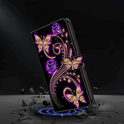For Xiaomi Redmi 9A Crystal 3D Shockproof Protective Leather Phone Case(Purple Flower Butterfly) - Xiaomi Cases by buy2fix | Online Shopping UK | buy2fix