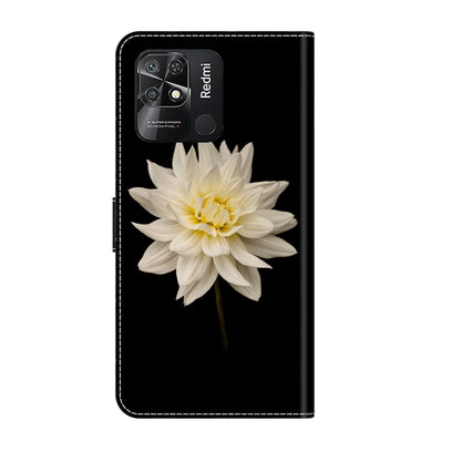 For Xiaomi Redmi 10C Crystal 3D Shockproof Protective Leather Phone Case(White Flower) - Xiaomi Cases by buy2fix | Online Shopping UK | buy2fix