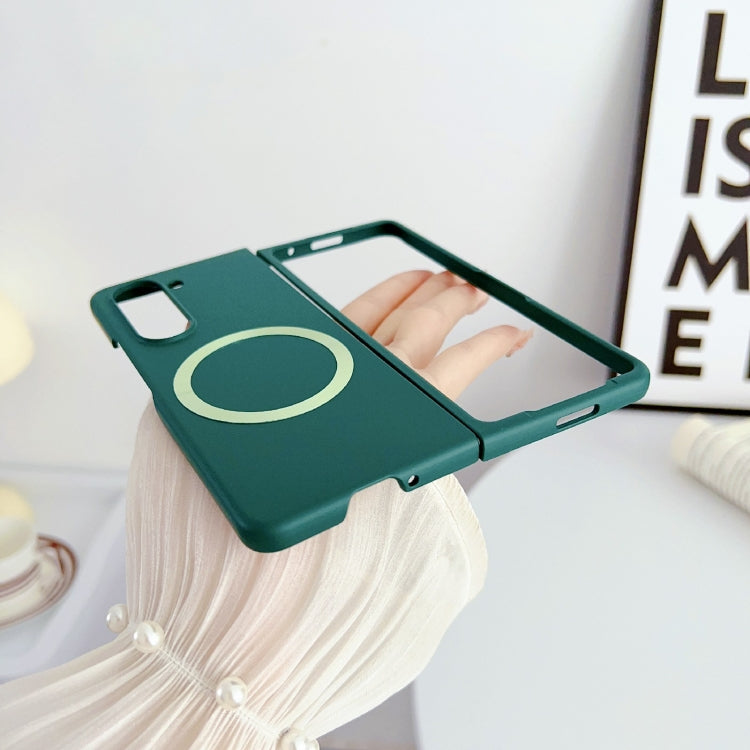 For Samsung Galaxy Z Fold5 Skin Feel Magsafe Magnetic Shockproof PC Phone Case(Dark Green) - Galaxy Z Fold5 Cases by buy2fix | Online Shopping UK | buy2fix