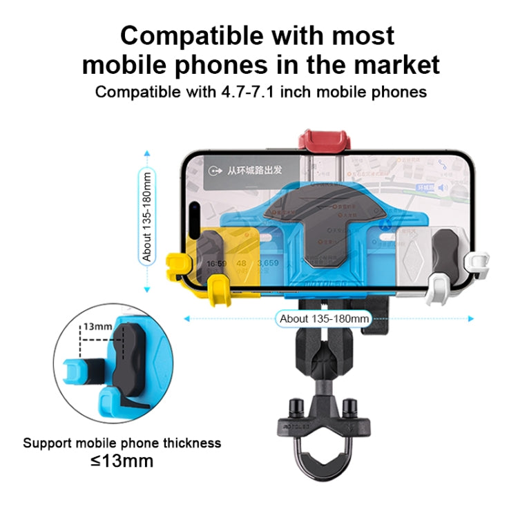 MOTOSLG Crab Motorcycle Phone Clamp Bracket L-Type Rear Mirror Mount(Black) - Holder by MOTOLSG | Online Shopping UK | buy2fix