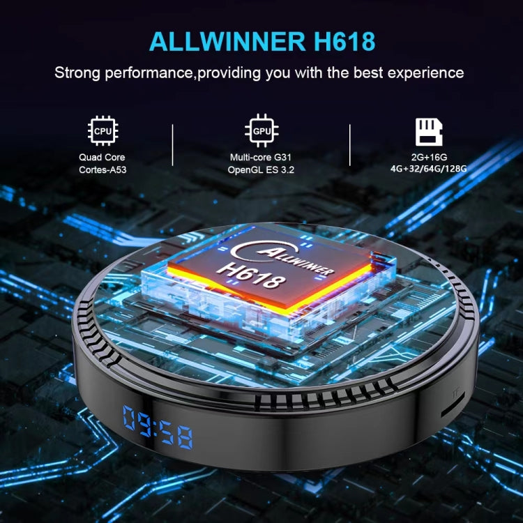 HK1RBOX H8-H618 Android 12.0 Allwinner H618 Quad Core Smart TV Box, Memory:4GB+64GB(UK Plug) - Allwinner H6 by buy2fix | Online Shopping UK | buy2fix