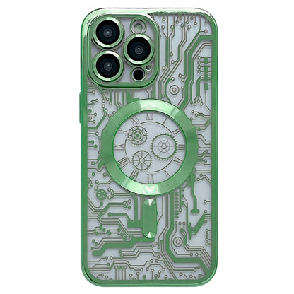 For iPhone 12 Pro Electroplated Circuit Board Pattern MagSafe Phone Case(Green) - iPhone 12 / 12 Pro Cases by buy2fix | Online Shopping UK | buy2fix