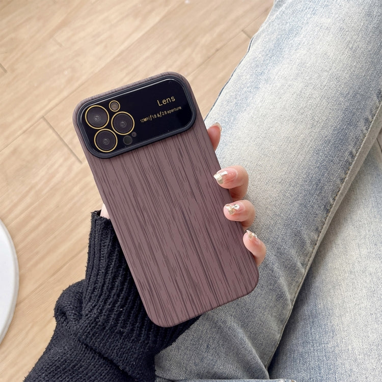 For iPhone 13 Pro Max Wood Grain TPU Phone Case with Lens Film(Grey) - iPhone 13 Pro Max Cases by buy2fix | Online Shopping UK | buy2fix