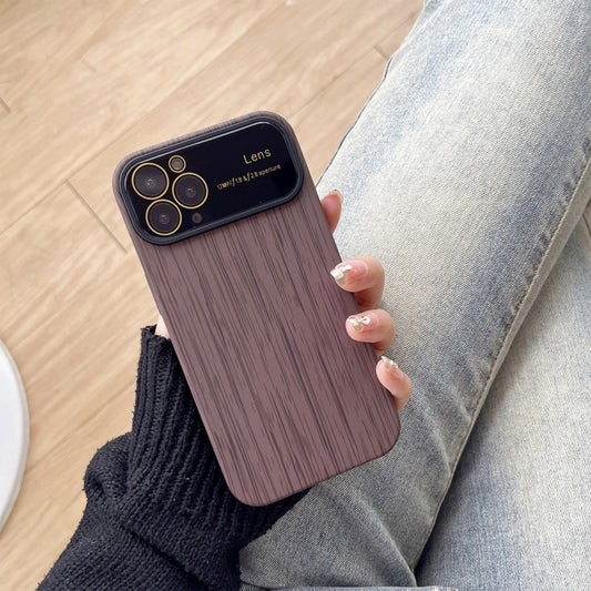 For iPhone 11 Pro Max Wood Grain TPU Phone Case with Lens Film(Grey) - iPhone 11 Pro Max Cases by buy2fix | Online Shopping UK | buy2fix