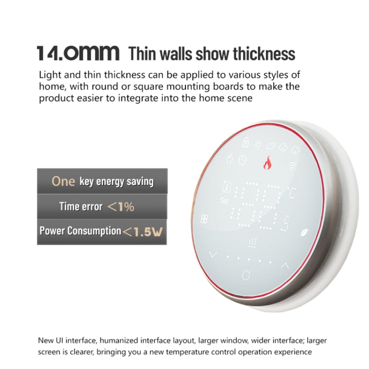 BHT-6001GBLW 95-240V AC 16A Smart Round Thermostat Electric Heating LED Thermostat With WiFi(White) - Thermostat & Thermometer by buy2fix | Online Shopping UK | buy2fix