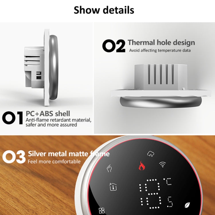 BHT-6001GBLW 95-240V AC 16A Smart Round Thermostat Electric Heating LED Thermostat With WiFi(White) - Thermostat & Thermometer by buy2fix | Online Shopping UK | buy2fix
