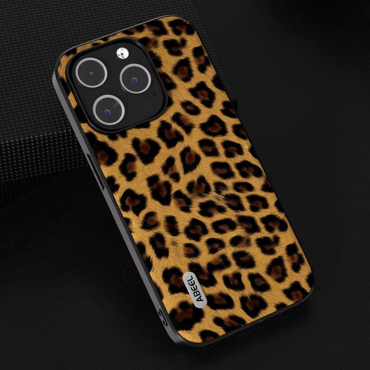 For iPhone 14 Pro ABEEL Black Edge Leopard Phone Case(Golden Leopard) - iPhone 14 Pro Cases by buy2fix | Online Shopping UK | buy2fix