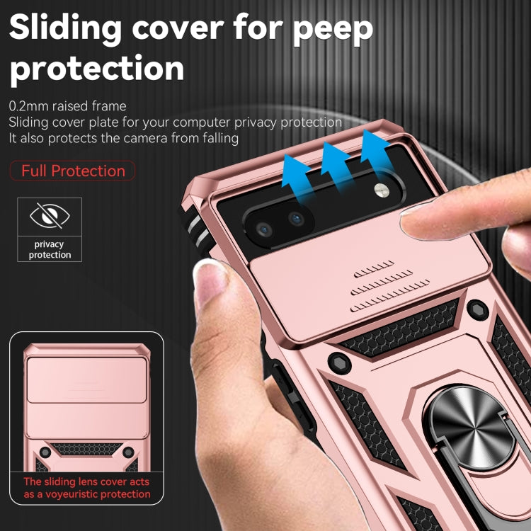 For Google Pixel 6a Sliding Camshield Holder Phone Case(Rose Gold) - Google Cases by buy2fix | Online Shopping UK | buy2fix