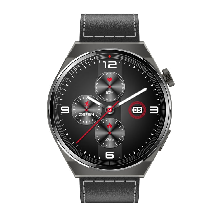 KT62 1.36 inch TFT Round Screen Smart Watch Supports Bluetooth Call/Blood Oxygen Monitoring, Strap:Leather Strap(Black) - Smart Watches by buy2fix | Online Shopping UK | buy2fix