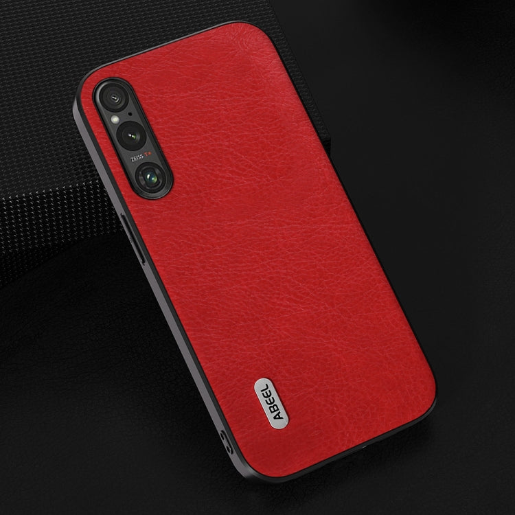 For Sony Xperia 1 V ABEEL Retro Litchi Texture PU Phone Case(Red) - Sony Cases by buy2fix | Online Shopping UK | buy2fix