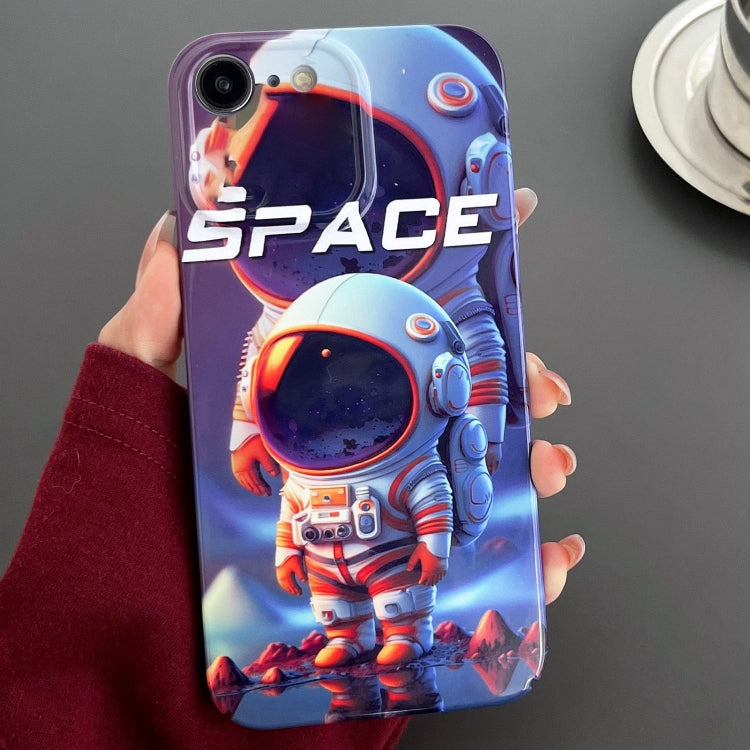 For iPhone SE 2022 / 2020 / 8 / 7 Painted Pattern Precise Hole PC Phone Case(Orange White Astronaut) - iPhone SE 2022 / 2020 / 8 / 7 Cases by buy2fix | Online Shopping UK | buy2fix