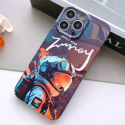 For iPhone 11 Pro Max Painted Pattern Precise Hole PC Phone Case(Orange Paint Astronaut) - iPhone 11 Pro Max Cases by buy2fix | Online Shopping UK | buy2fix