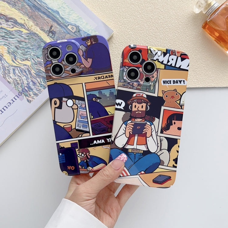 For iPhone XS Max Painted Pattern Precise Hole PC Phone Case(Orange White Astronaut) - More iPhone Cases by buy2fix | Online Shopping UK | buy2fix