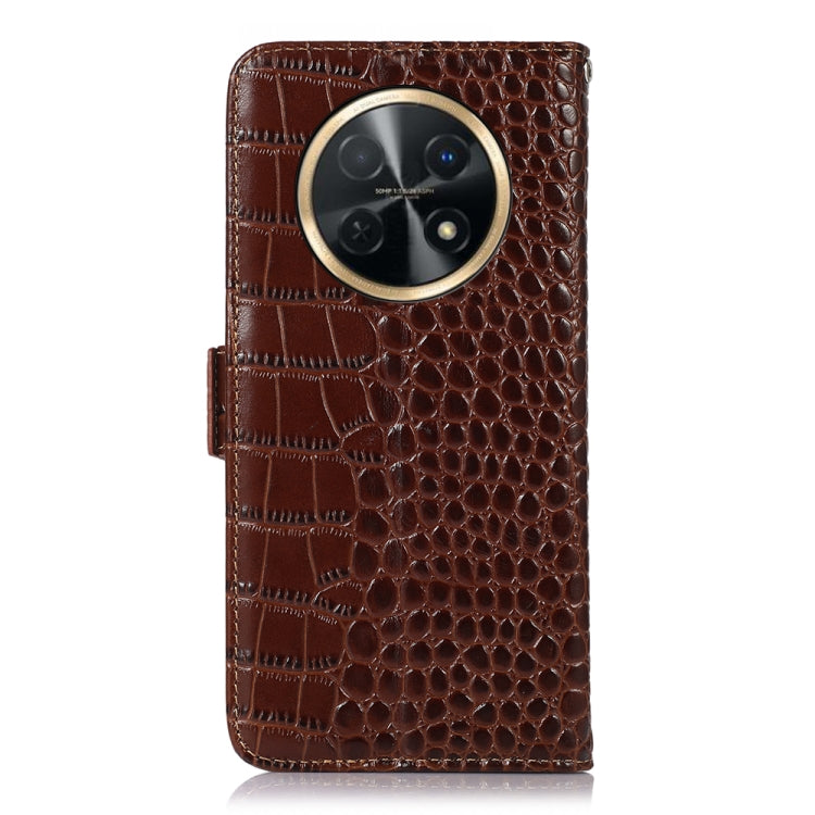 For Huawei Nova Y91 4G / Enjoy 60X Crocodile Top Layer Cowhide Leather Phone Case(Brown) - Huawei Cases by buy2fix | Online Shopping UK | buy2fix