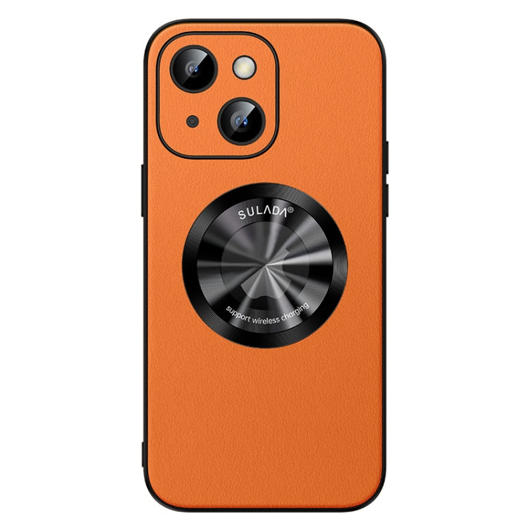 For iPhone 14 SULADA Microfiber Leather MagSafe Magnetic Phone Case(Orange) - iPhone 14 Cases by SULADA | Online Shopping UK | buy2fix