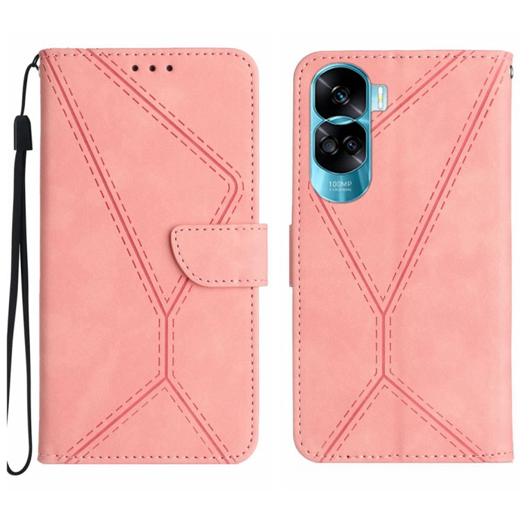 For Honor 90 Lite Stitching Embossed Leather Phone Case(Pink) - Honor Cases by buy2fix | Online Shopping UK | buy2fix