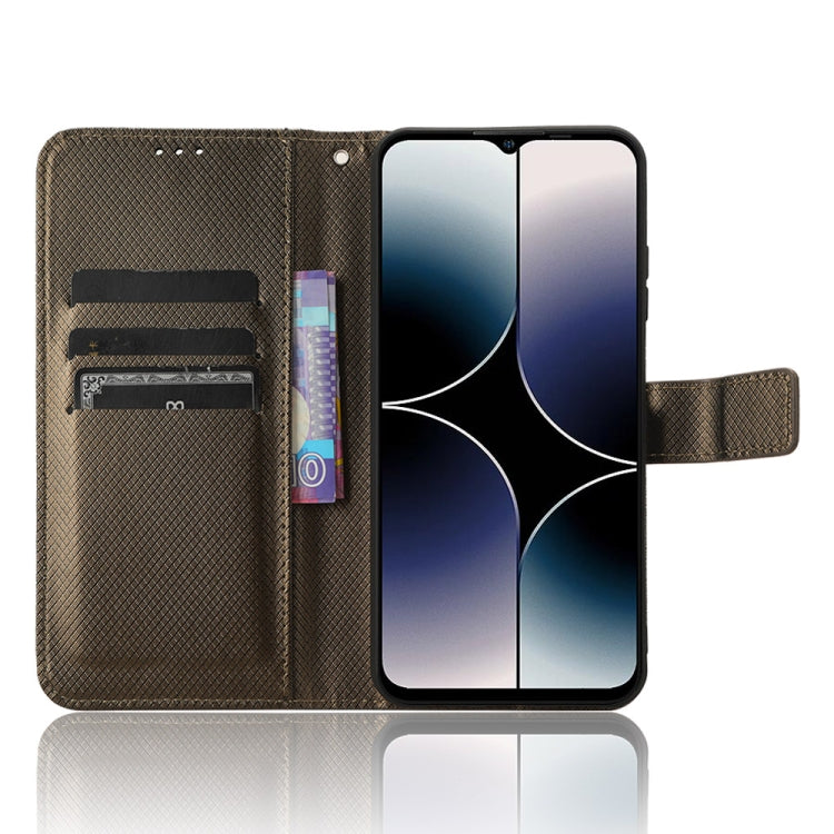 For Ulefone Note 16 Pro Diamond Texture Leather Phone Case(Brown) - Ulefone Cases by buy2fix | Online Shopping UK | buy2fix