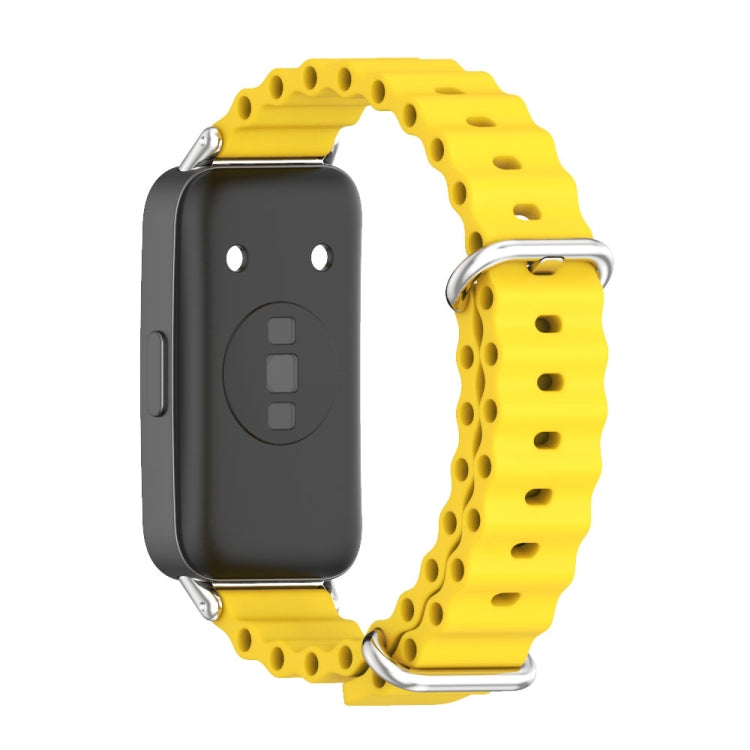 For Huawei Band 8 / 9 Mijobs Marine Silicone Breathable Watch Band(Yellow+Silver) - Watch Bands by MIJOBS | Online Shopping UK | buy2fix