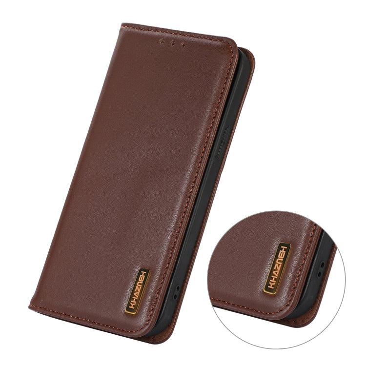 For Honor 90 KHAZNEH Nappa Top Layer Cowhide Leather Phone Case(Brown) - Honor Cases by buy2fix | Online Shopping UK | buy2fix