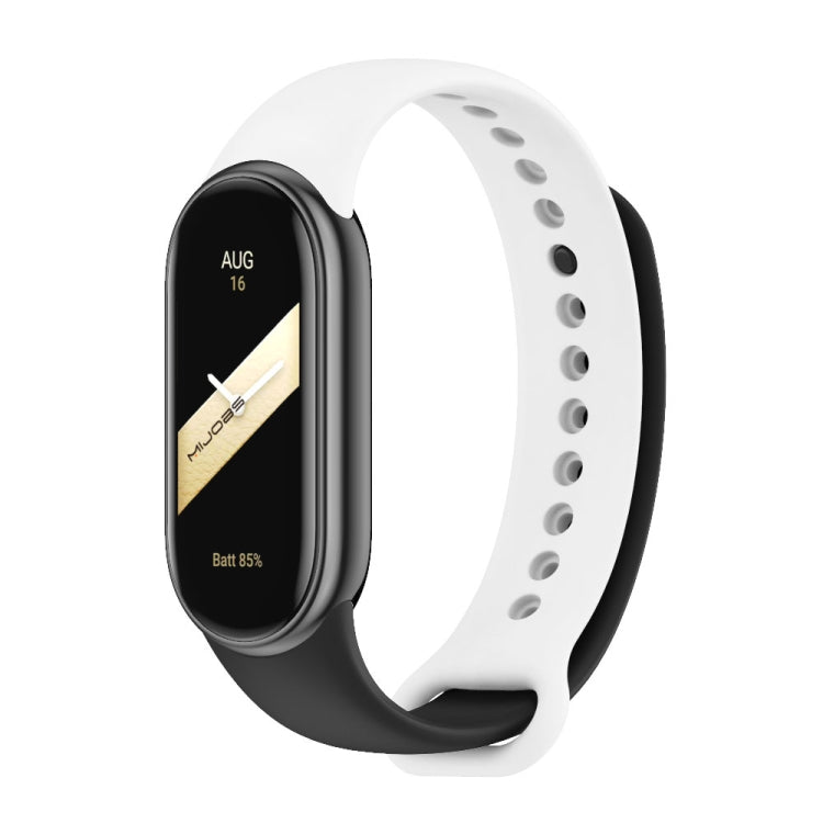 For Xiaomi Mi Band 8 Mijobs Dual Color Silicone Watch Band(Black+White) - Watch Bands by MIJOBS | Online Shopping UK | buy2fix