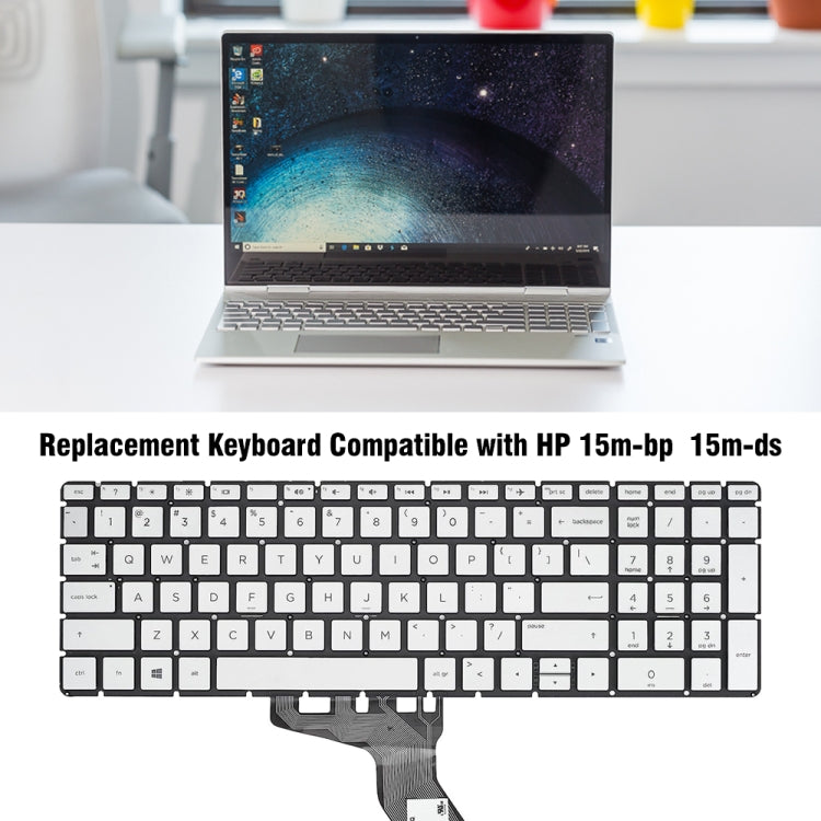 For HP 15m-DR / 15m-DS US Version Laptop Backlight Keyboard(Silver) - HP Spare Parts by buy2fix | Online Shopping UK | buy2fix