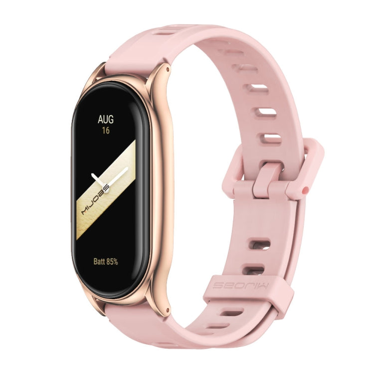 For Xiaomi Mi Band 8 Mijobs Plus Case Flat Hole Silicone Watch Band(Pink Rose Gold) - Watch Bands by MIJOBS | Online Shopping UK | buy2fix