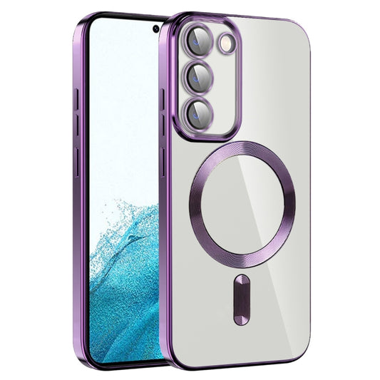 For Samsung Galaxy S22 5G CD Texture Plating TPU MagSafe Phone Case with Lens Film(Dark Purple) - Galaxy S22 5G Cases by buy2fix | Online Shopping UK | buy2fix