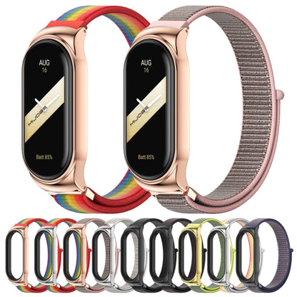 For Xiaomi Mi Band 8 Mijobs CS Case Breathable Nylon Loop Watch Band(Rainbow Rose Gold) - Watch Bands by MIJOBS | Online Shopping UK | buy2fix