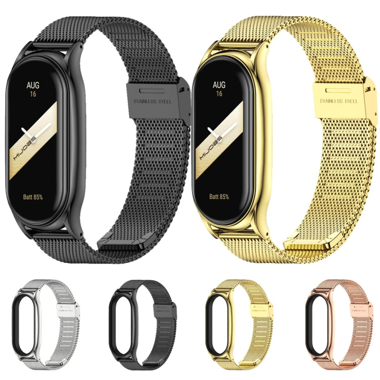 For Xiaomi Mi Band 8 Mijobs Plus Case Milan Buckle Metal Watch Band(Silver) - Watch Bands by MIJOBS | Online Shopping UK | buy2fix