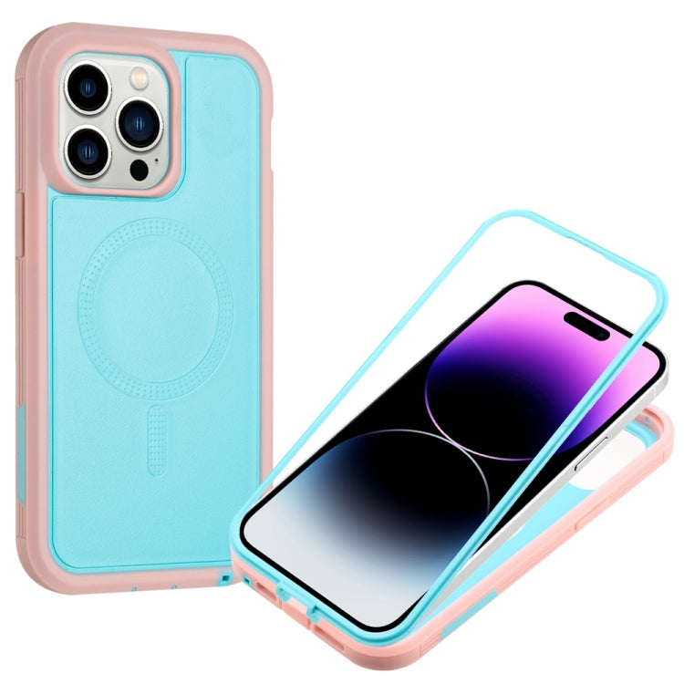 For iPhone 15 Pro Max Defender Series XT MagSafe Magnetic PC + TPU Shockproof Phone Case(Turquoise+Pink) - iPhone 15 Pro Max Cases by buy2fix | Online Shopping UK | buy2fix