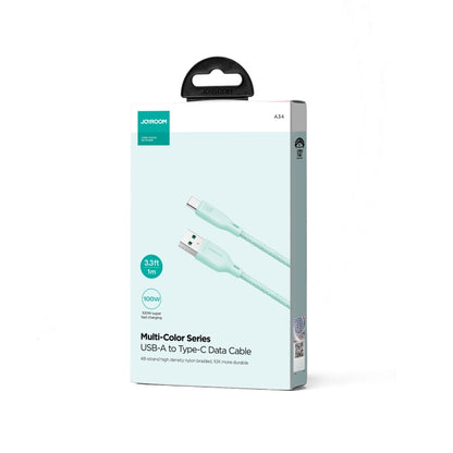 JOYROOM SA34-AC6 100W USB to USB-C/Type-C Fast Charge Data Cable, Length: 1m(Green) - USB-C & Type-C Cable by JOYROOM | Online Shopping UK | buy2fix